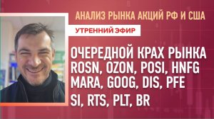 Анализ рынка акций РФ и США/ ОЧЕРЕДНОЙ КРАХ РЫНКА/ ROSN, OZON, POSI, HNFG, MARA, GOOG, DIS, PFE