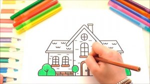 Как рисовать Дом Рисуем Раскраски для детей How to draw House Draw coloring Pages for kids