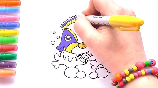 Рыбка Мультик Раскраска для Детей Рисуем Раскраски для Малышей Как Рисовать Рыбку смотреть онлайн