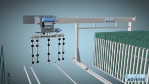 Автоматический склад стекла Movetro с загрузчиком для листов стекла CAM на консольном кране