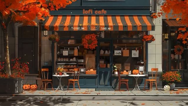 Pumpkin Cafe 🎃 Halloween Lofi Cafe ☕ Cozy Autumn Focus And Study With [ Lofi Hip Hop - Lofi Cafe ]