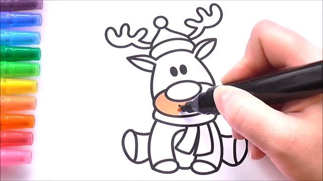 Олень Мультик Раскраска для Детей Рисуем Раскраски для Малышей смотреть онлайн