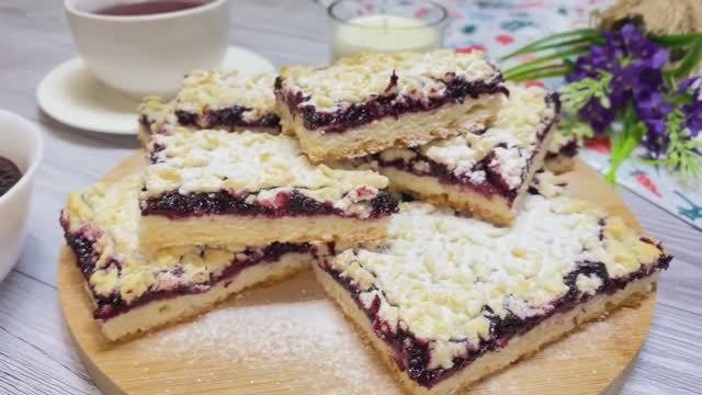 ВЕНСКОЕ ПЕЧЕНЬЕ ✨Песочный пирог с джемом из черной смородины✨ БЫСТРАЯ ВЫПЕЧКА К ЧАЮ