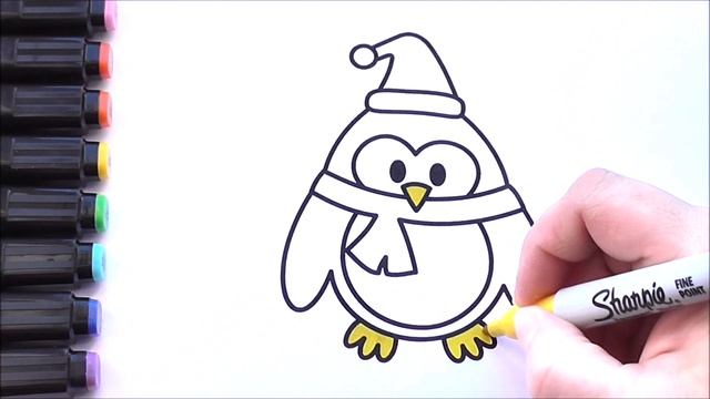Пингвин Мультик Раскраска для Детей Рисуем Раскраски для Малышей смотреть онлайн