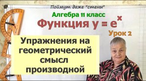 Дифференцирование показательной функции y=e^x. Геометрический смысл производной. Алгебра 11 класс