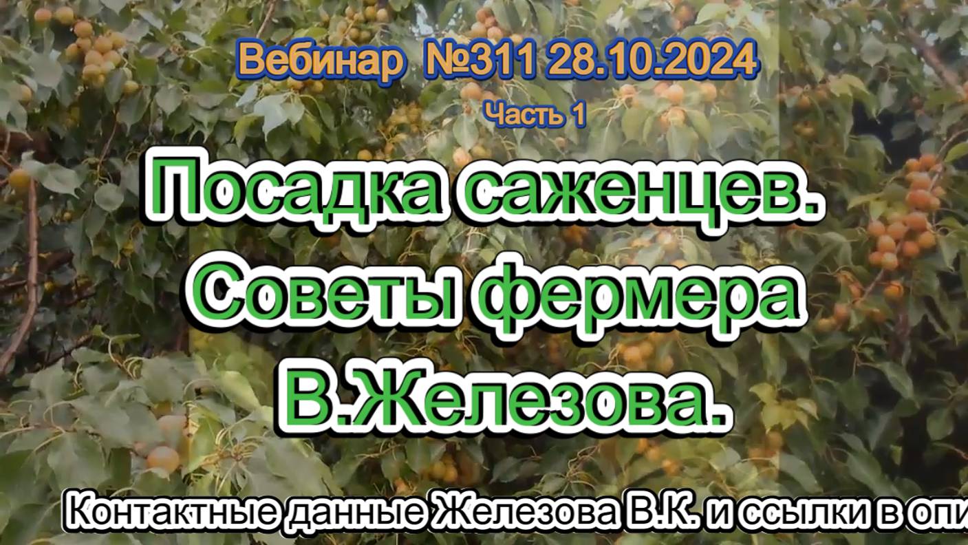 Железов Валерий. Вебинар 311. ч.1.  Посадка саженцев. Советы фермера В.Железова.