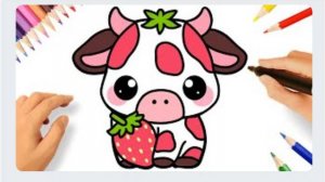 КАК НАРИСОВАТЬ МИЛУЮ КОРОВУ-КЛУБНИЧКУ KAWAII ЛЕГКО 🐮🍓