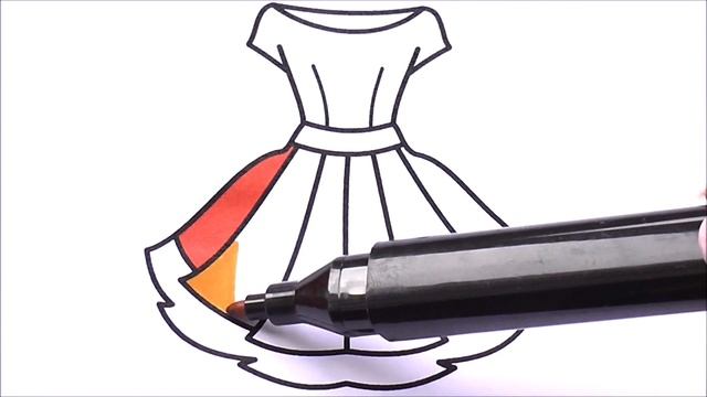 Радужное Платье Мультик Раскраска для Детей Рисуем Раскраски для Малышей смотреть онлайн