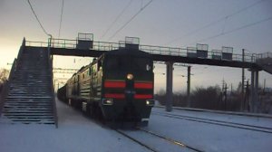 Тепловоз 2ТЭ10М-3434 с "транскомовским экспрессом". Звук 10Д100.