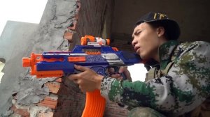 Nerf War: Warriors Girl & Hero Man Shooting Mafia Mask Nerf Guns Rescue Teammate Nerf Movie