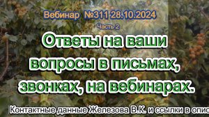 Железов Валерий. Вебинар 311. ч.2. Ответы на ваши вопросы в письмах, звонках, на вебинарах.