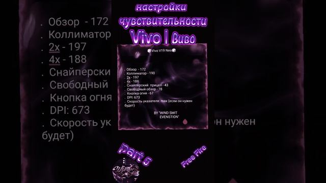 На Виво НАСТРОЙКИ ЧУВСТВИТЕЛЬНОСТИ 2024!(Part 5)| Settings Vivo Free Fire 2024|#freefire#ff#windsmit