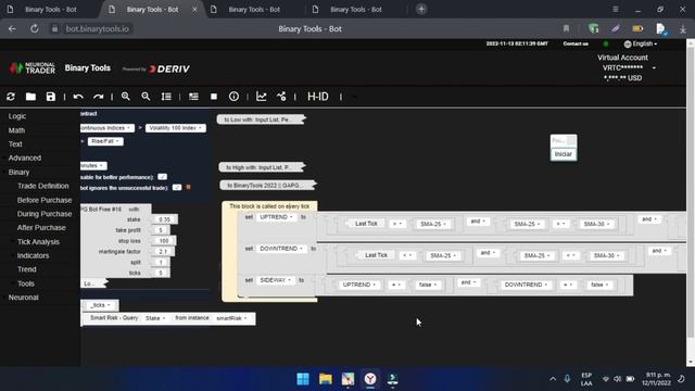 RISE FALL || SMA + BOLLINGER BANDS LAST TICK BINARY-DERIV BOT FREE #16