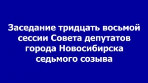 Заседание тридцать восьмой сессии Совета депутатов города Новосибирска, октябрь 2024г.