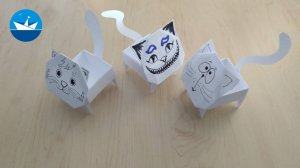 Котик коробочка из бумаги/Cat box made of paper/ОРИГАМИ