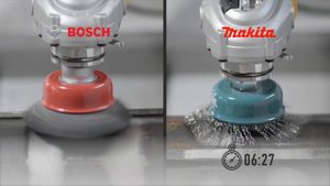 Test metal brushes for angle grinder. Bosch vs Makita