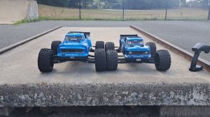 Arrma Outcast 4s and Arrma Notorious 6s BLX Backflip Action!!!!