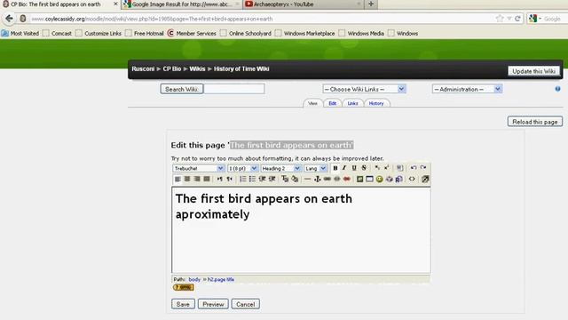 Creating Wiki pages in Moodle