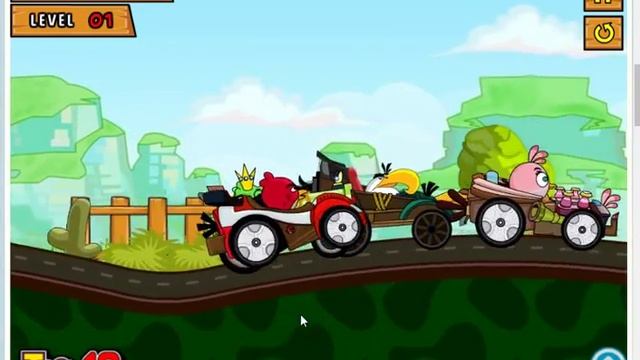 Racing Angry Birds - Гонки енгри бърдс (сердитые птички) на машинках Видео игры онлайн для детей