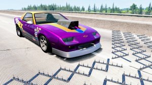 Массовые автомобильные аварии с шипами на полосе #111 – BeamNG Drive