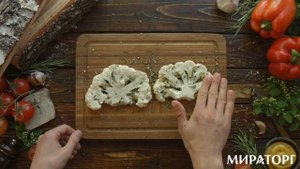 Стейки: из лопатки в маринаде + цветной капусты