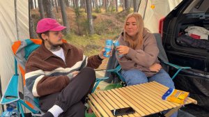 Уютный осенний кемпинг вдвоем у карьера на хэллоуин с ночевкой | Готовим и отдыхаем на природе