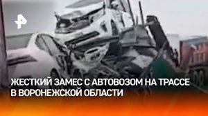 "Они еще живы ***!": массовое ДТП с автовозом произошло на трассе под Воронежем. Первые минуты