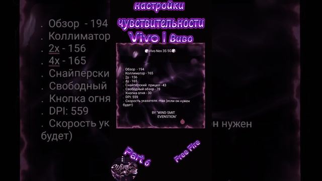 На Виво НАСТРОЙКИ ЧУВСТВИТЕЛЬНОСТИ 2024!(Part 6)| Settings Vivo Free Fire 2024|#freefire#ff#windsmit