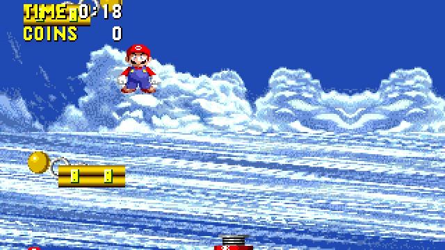 The worst Sonic the Hedgehog romhack (featuring mario) 2 (GEN) Gameplay on Sonic 1 Hack