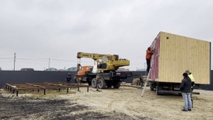 Установка модульного дома в стилистике BARN HOUSE 30кв.м