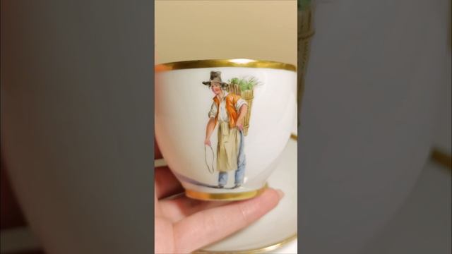 Кофейная пара Лимож антикварная Ле Таллек Франция / 279243.