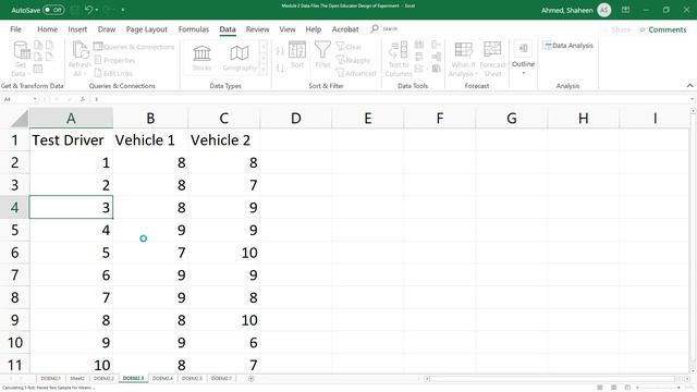 Paired T Test Application, Data Collection, Analysis, Results Explained Using MS Excel & Minitab