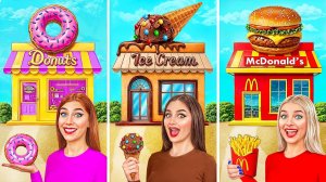 Домики из МакДональдс vs Мороженое vs Пончики | Сумасшедший Челлендж