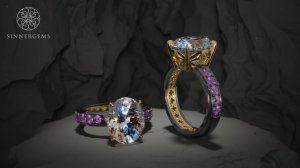 Кольцо с лунным камнем и сапфирами. Варианты цветовых сочетаний.