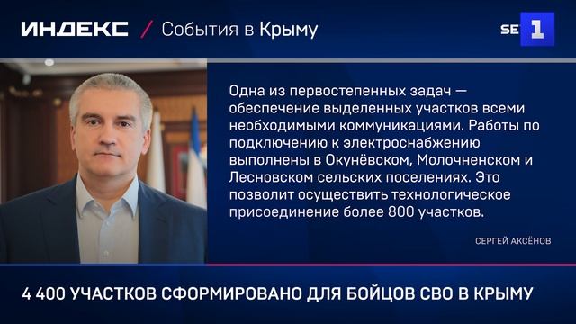 4 400 участков сформировано для бойцов СВО в Крыму