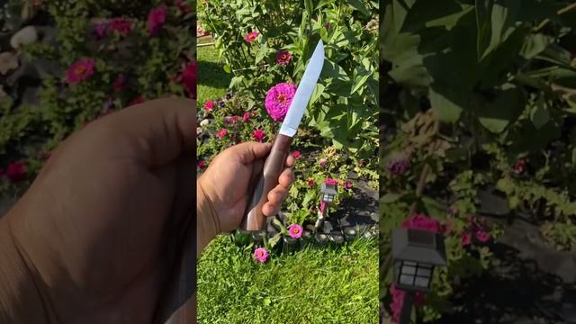 N 140. Нож по мотивам манси со стабилизированной рукояткой ореха. 95х18