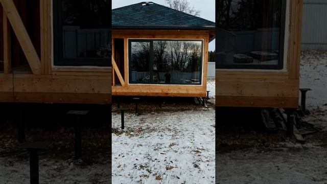 Остекление бани панорамными окнами