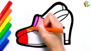 How to draw High Heels with colorful Rainbow for kids- Drawing and Coloring