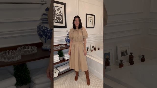 Khaki poplin midi dress смотреть онлайн