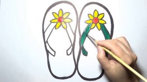 How To Draw Sandals/Как нарисовать пляжные тапочки