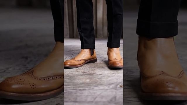 GIÀY BOOT NAM CHELSEA WINGTIP CỔ CAO MÀU NÂU TAN DA THẬT | GIAYNAMTONKIN