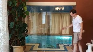 Телескопическая раздвижная дверь цельностеклянная