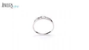 Jewellery - Shiny wedding ring, two straight lines, clear stones, 925 silver