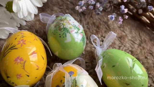 Декоративные пасхальные яйца КРОЛИЧЬЯ ЛУЖАЙКА, 6 см (упаковка 6 шт.), 803002