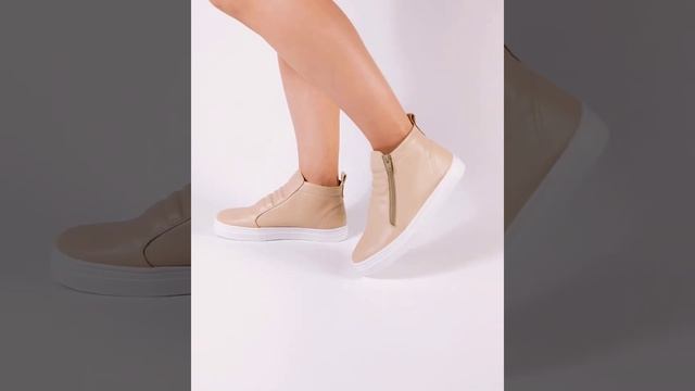 Tênis Feminino Casual Confortável Básico Zíper Bege