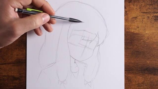Как рисовать аниме карандашом! Аниме Рисунок девушки!
