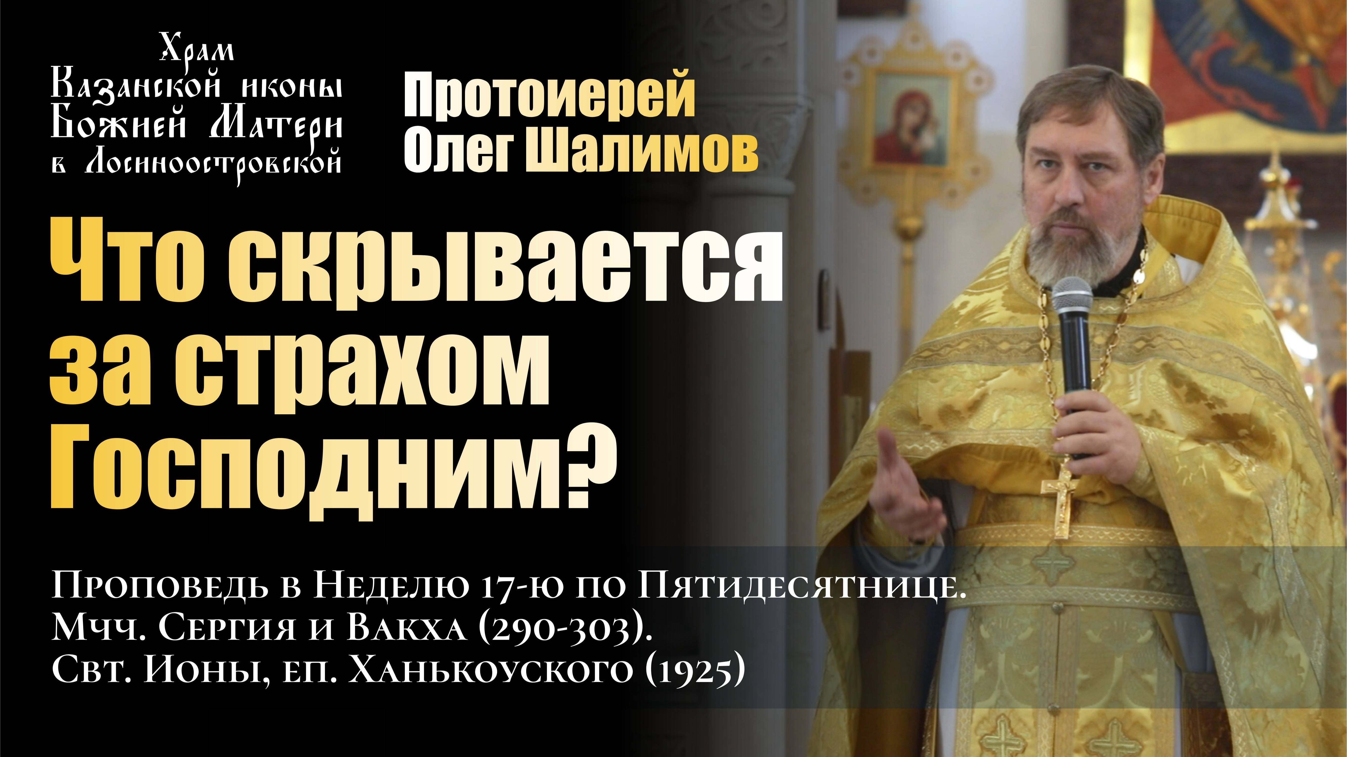 Что скрывается за страхом Господним? / Протоиерей Олег Шалимов / 20.10.24