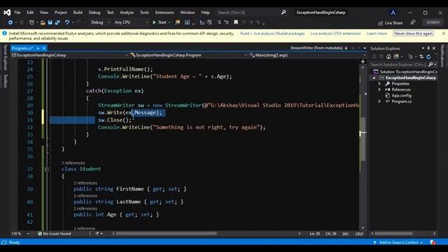 Exception Handling in C#