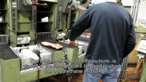 Loading Outsoles into the Desma Machine at Keen's U.S. Assembly Plant
