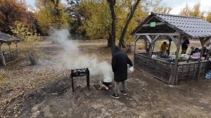 Провожаем осень с пловом. Летаю над ериком Верблюд. Осень во всей красе.
